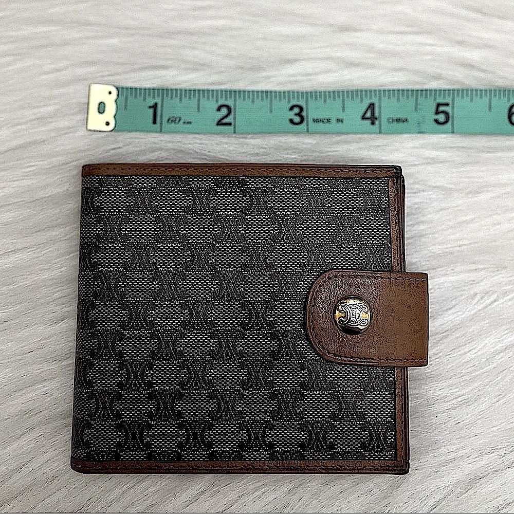 CELINE - GRAY TAN MACADAM TRIOMPHE COMPACT KISSLOCK BIFOLD WALLET - Picture 12 of 12
